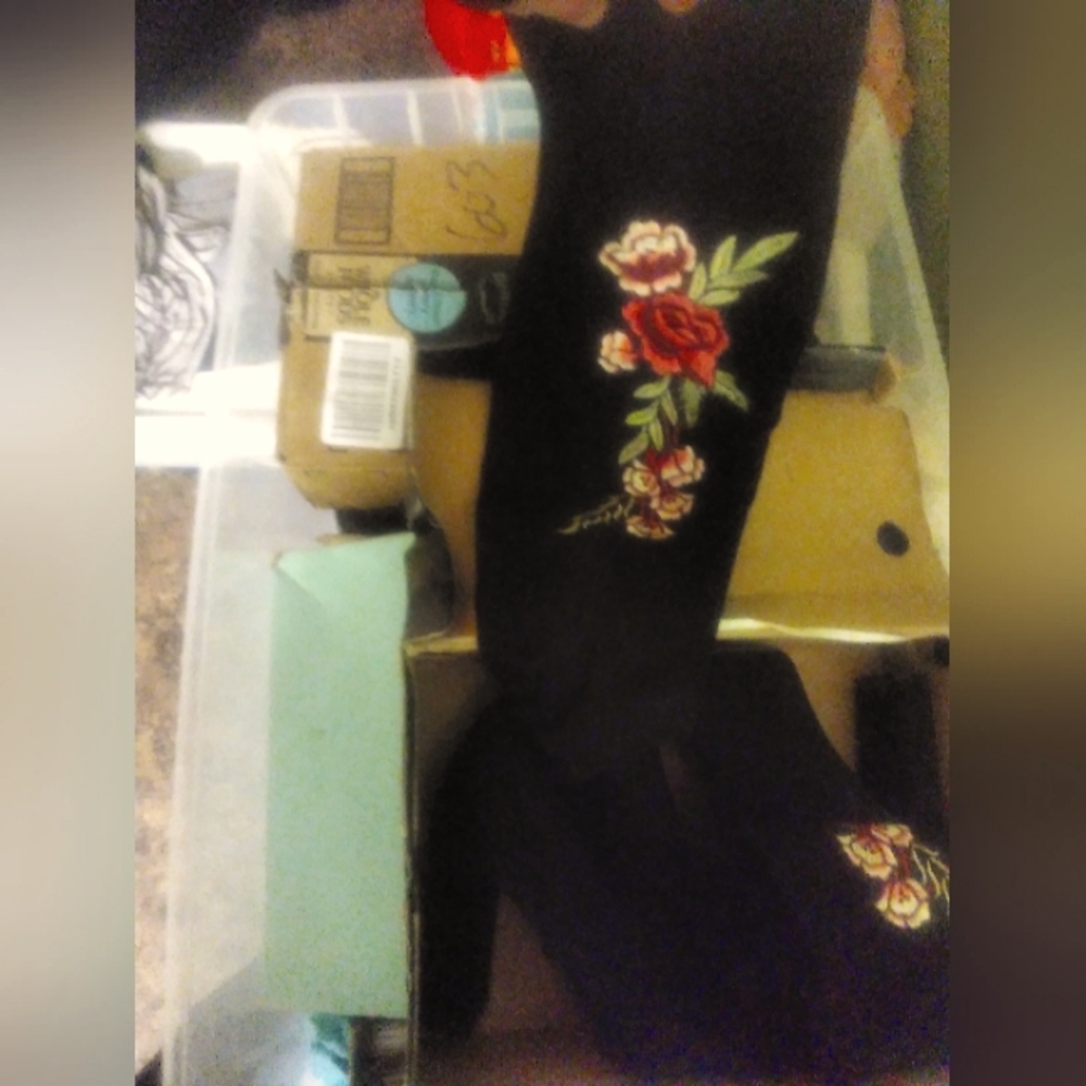 Floral Knee length boots